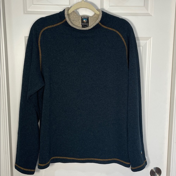 Kuhl Men’s Stovepipe Alfpaca Fleece Pullover Large Shearling-lined Collar Blue - Picture 6 of 16